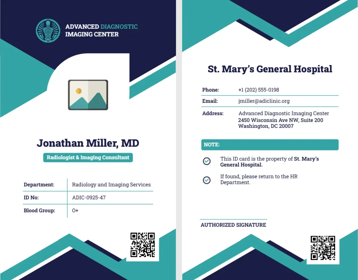 Radiologist & Imaging Consultant ID Badge Template