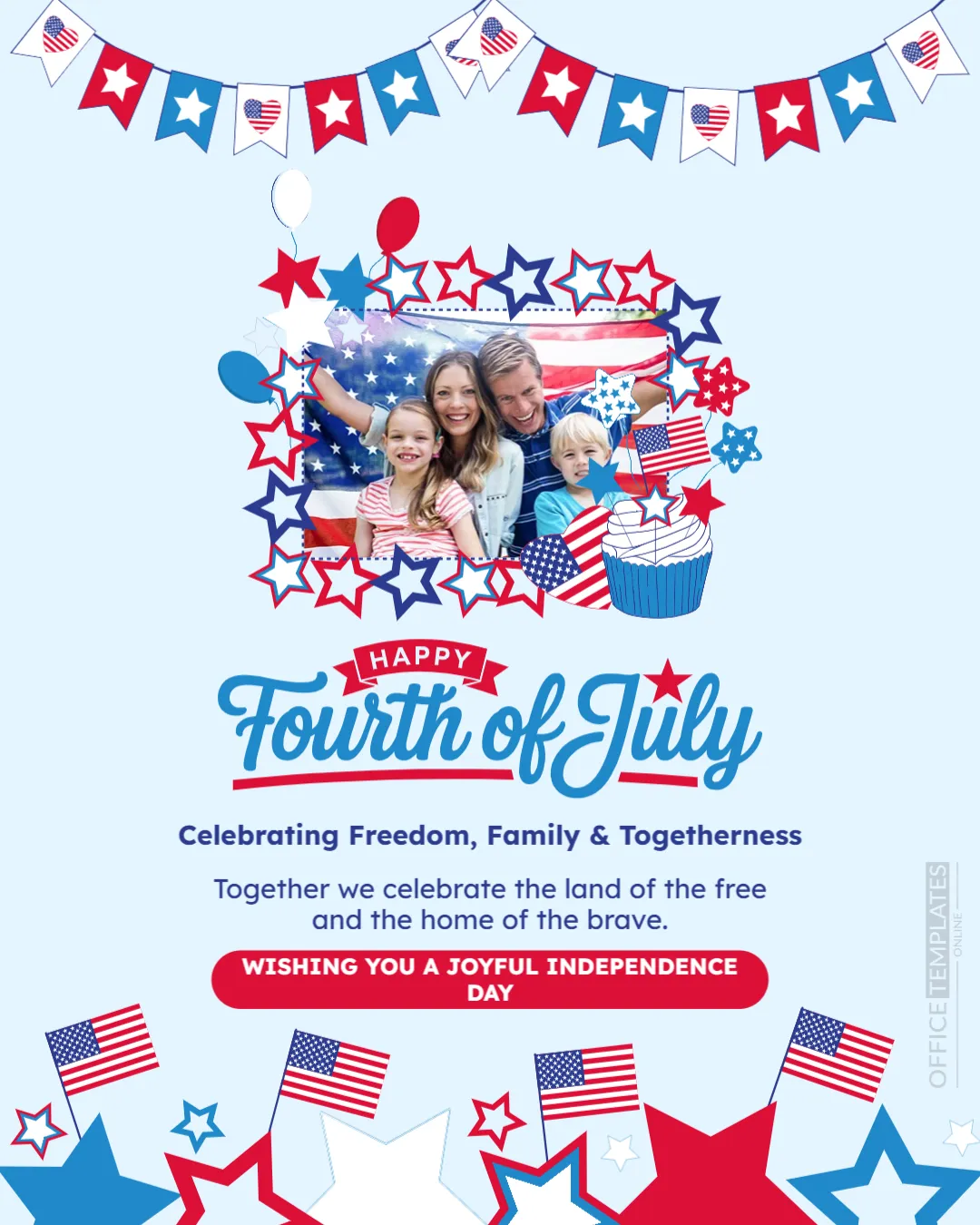 4th of July Family Celebration Photo Frame Template – Free Online Customization