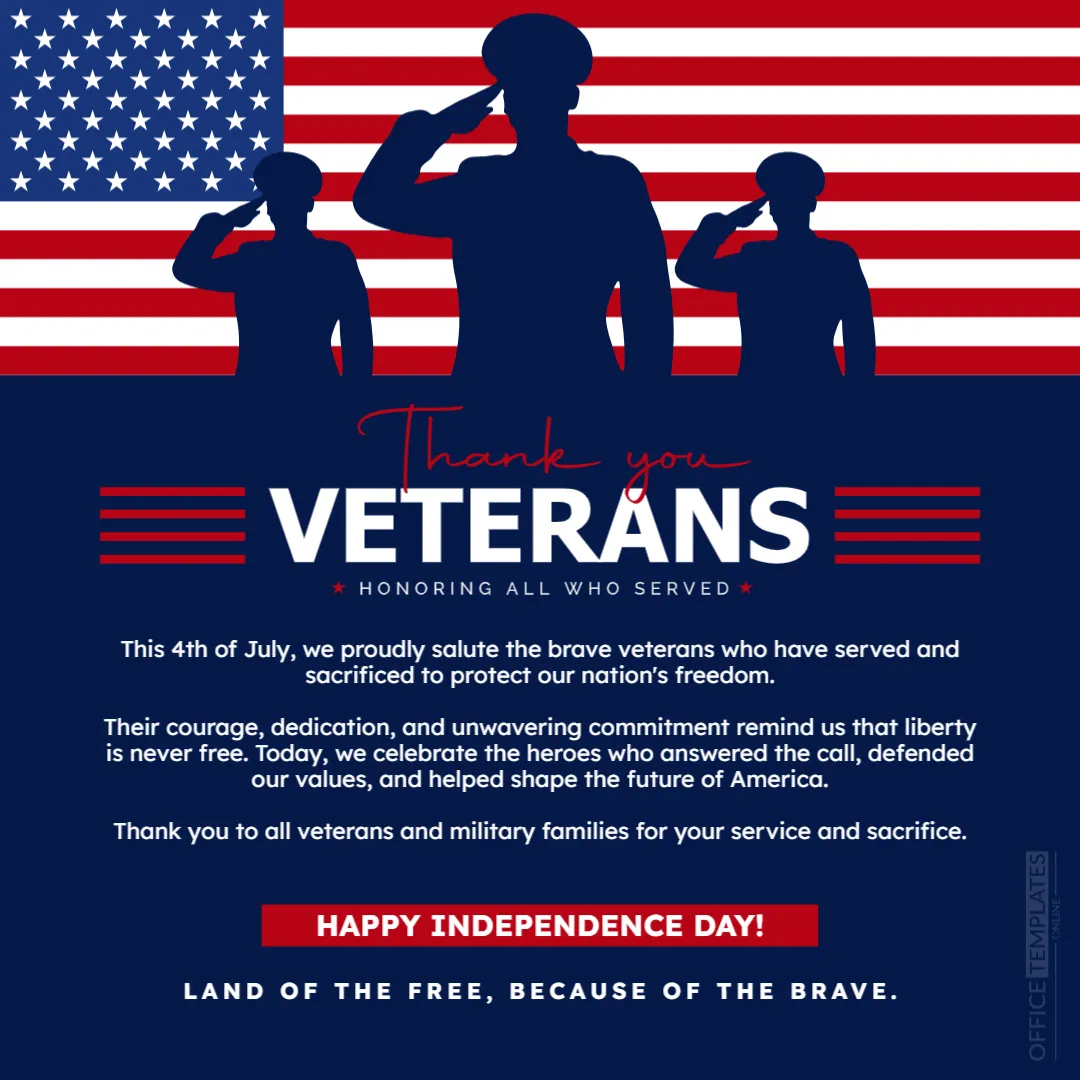 Veterans Tribute Social Media Template for Independence Day
