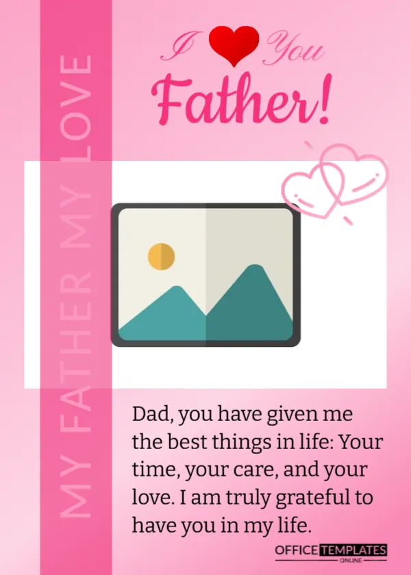 Father’s Day Card Template – I Love You Father