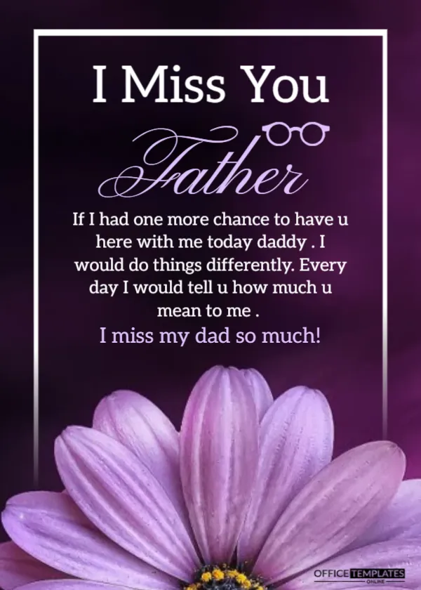 Father’s Day Card Template – I Miss You Father