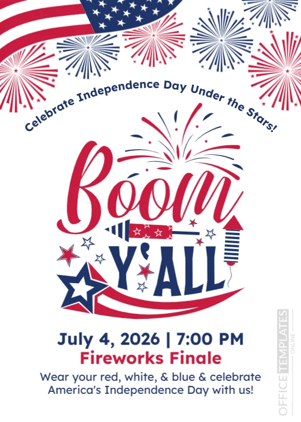 Fireworks Viewing Party Invitation Template for 4th of July Celebrations