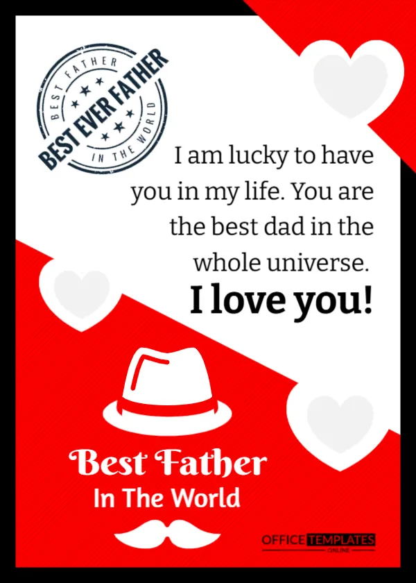 Father’s Day Card Template for Best Father – Editable & Printable Design