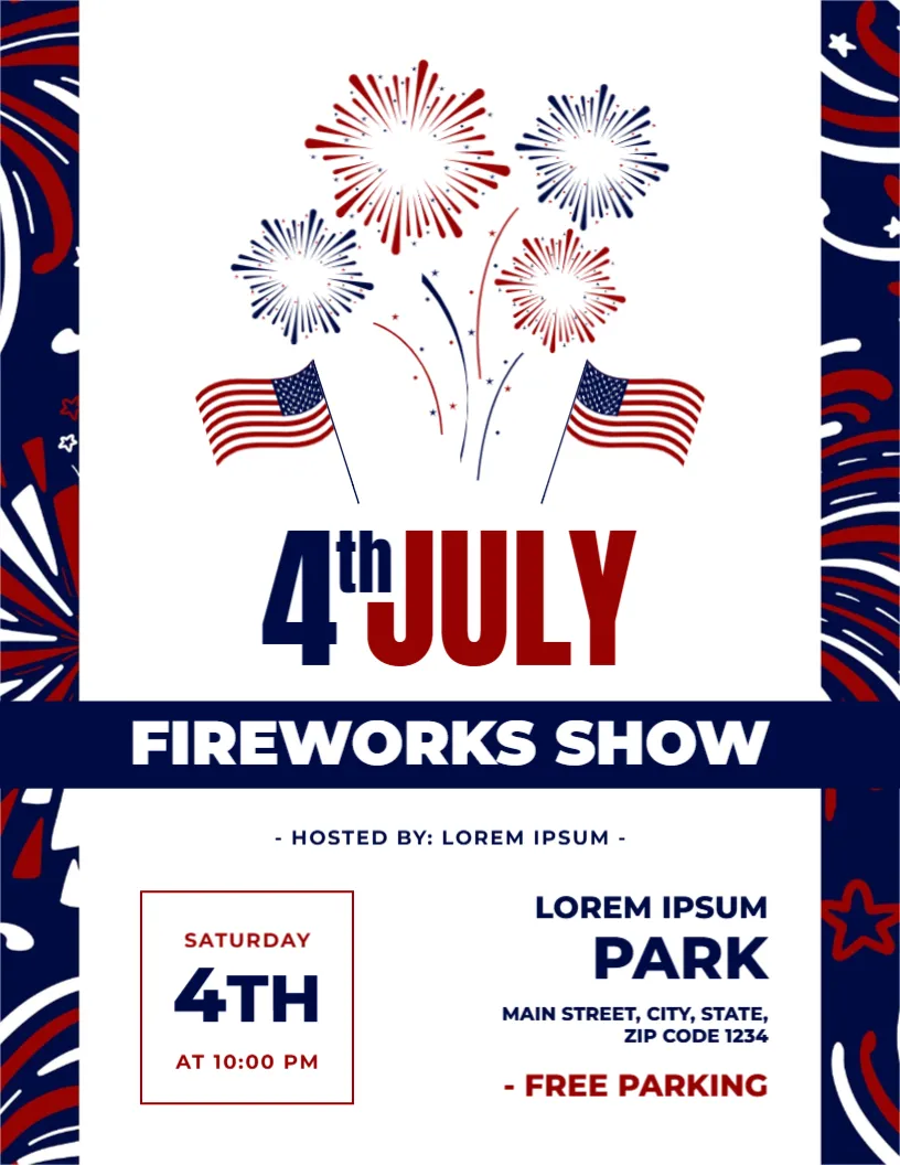 Flyer Template for 4th July Fireworks Show