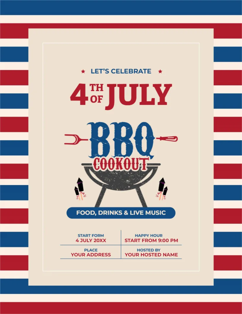 Flyer Template for 4th July BBQ Cookout