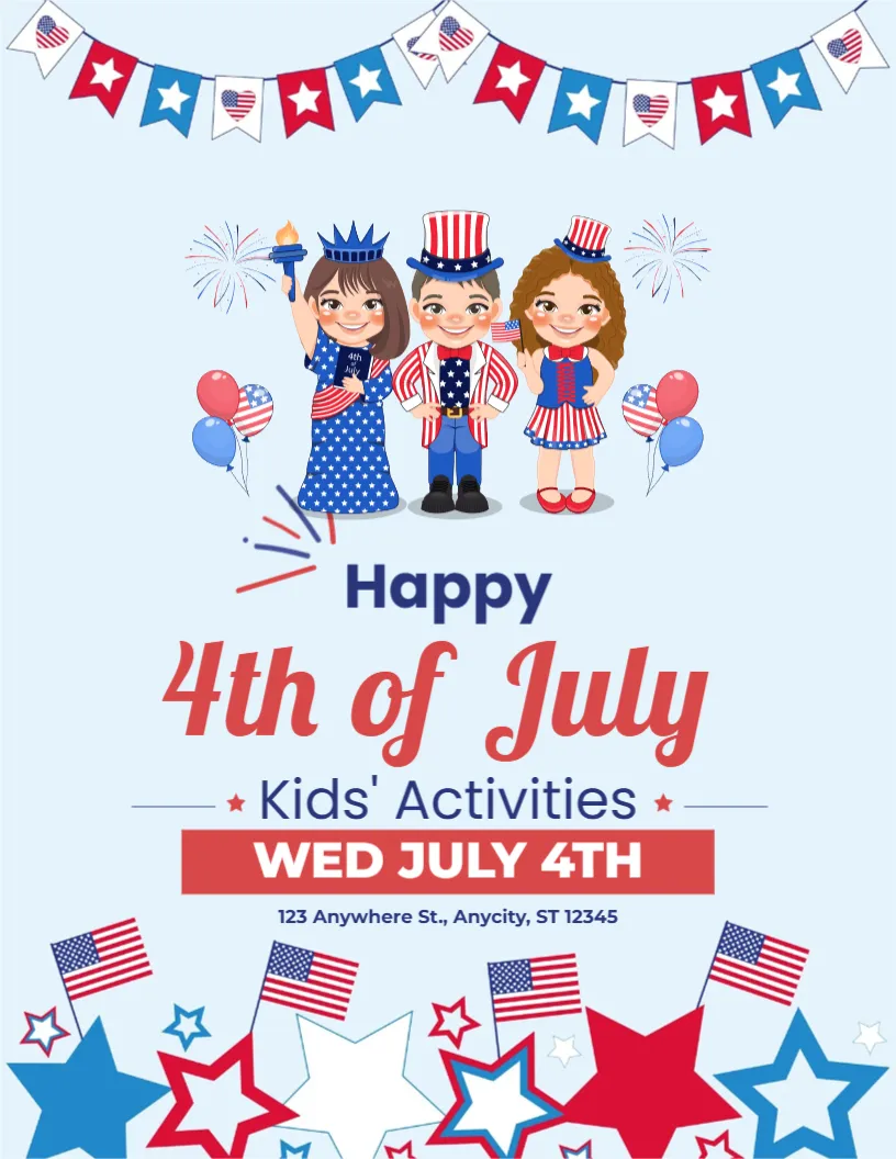 Flyer Template for 4th July Kids Activities