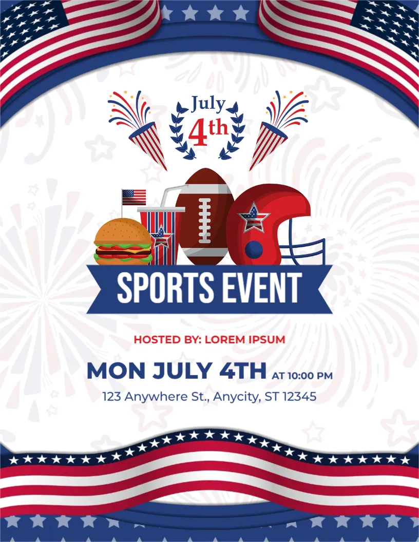 Flyer Template For 4th July Sports Event