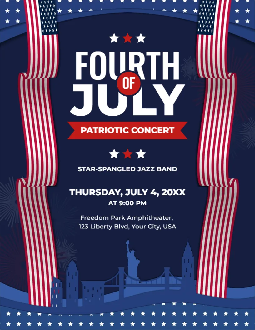 Flyer Template for 4th July Patriotic Concert
