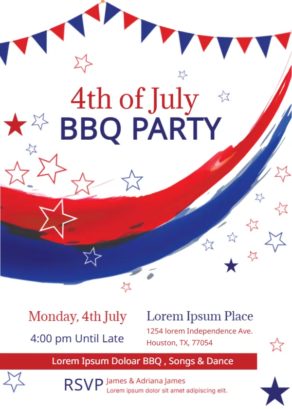 Invitation Template for 4th of July BBQ Party