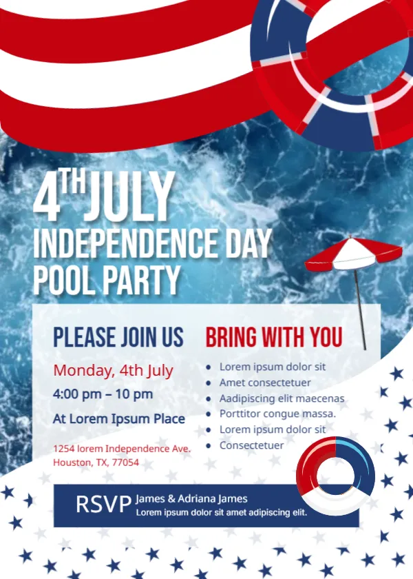 Invitation Template for 4th of July Pool Party
