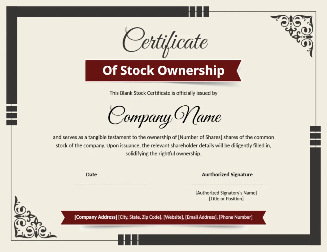 Blank Stock Certificate Template &ndash; Editable, Printable & Customizable
