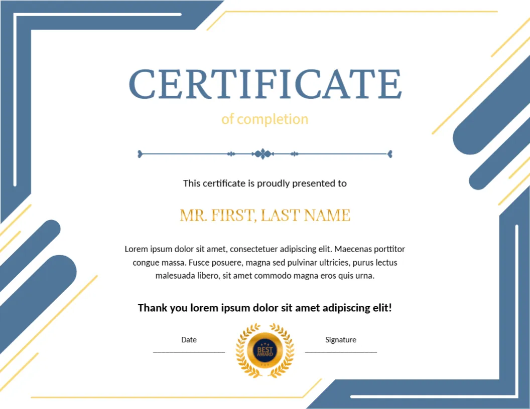 Employee Project Completion Certificate Template – Edit Online and Download
