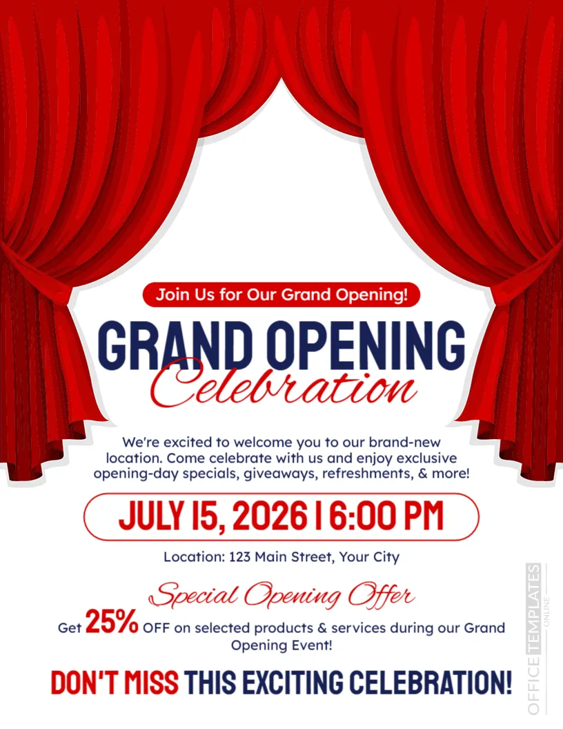 Grand Opening Flyer Template – Customize Online & Download Instantly