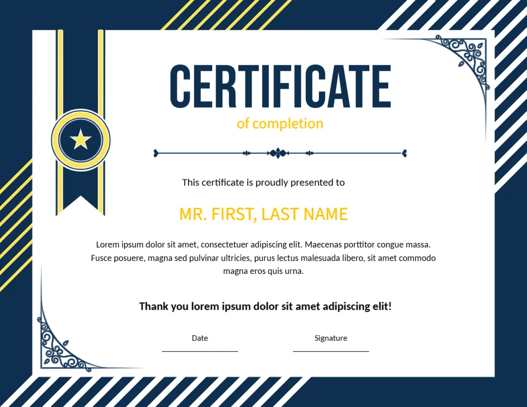 Academic Project Completion Certificate Template – Customize Online