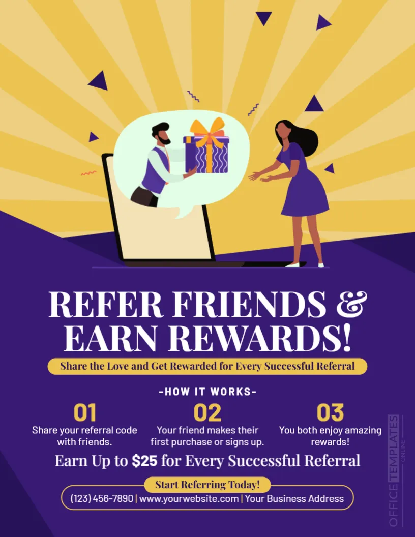 Referral Program Flyer Template – Promote Customer Referrals and Rewards