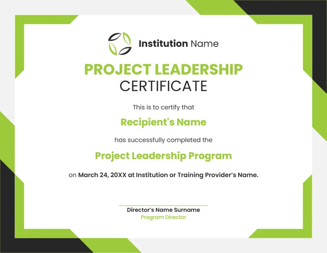 Project Leadership Certificate Template – Customize Online