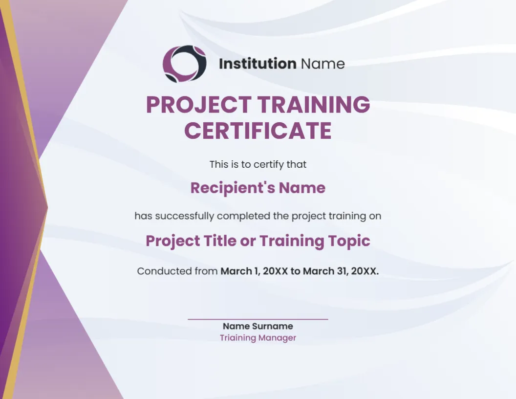 Project Training Certificate Template – Customize Online & Download