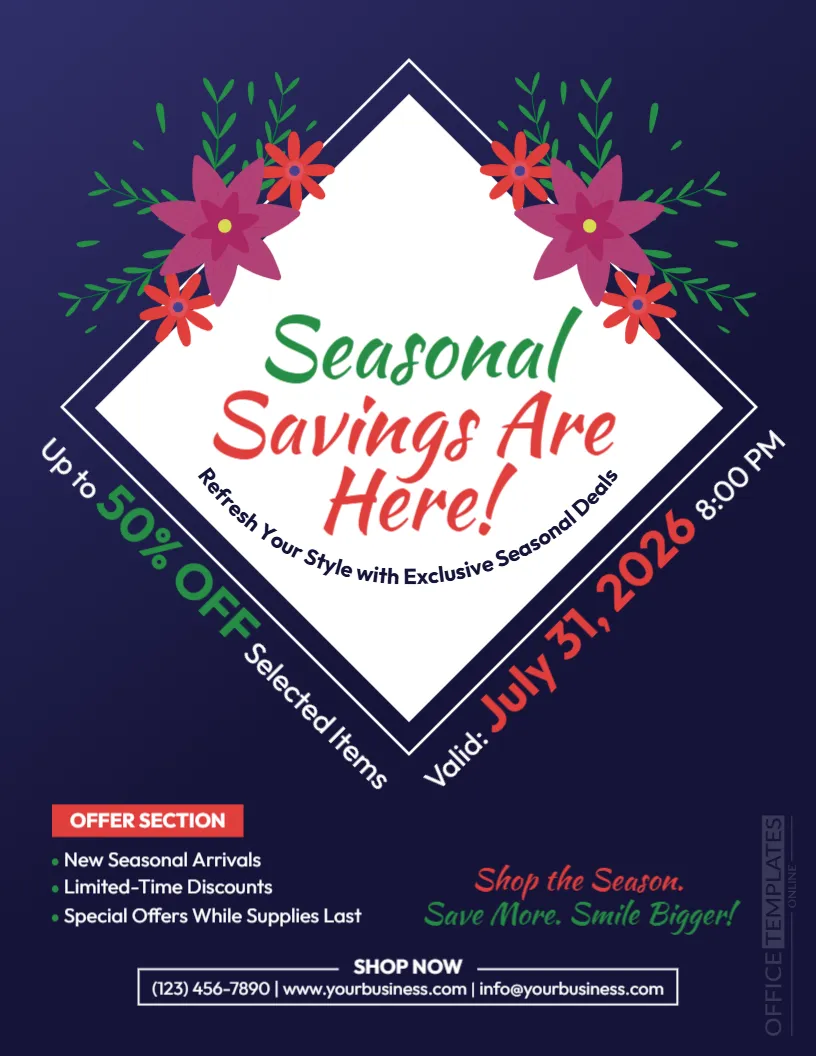 Seasonal Promotion Flyer Template – Editable Seasonal Sale Flyer Online