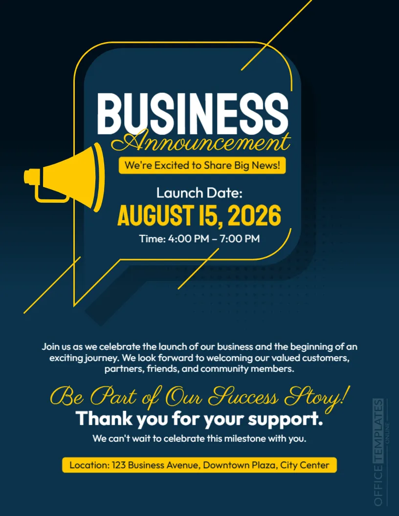 Business Announcement Flyer Template – Editable Launch & Company Update Flyer
