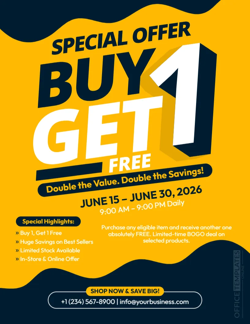 Buy One Get One Flyer Template – Editable BOGO Promotion Flyer