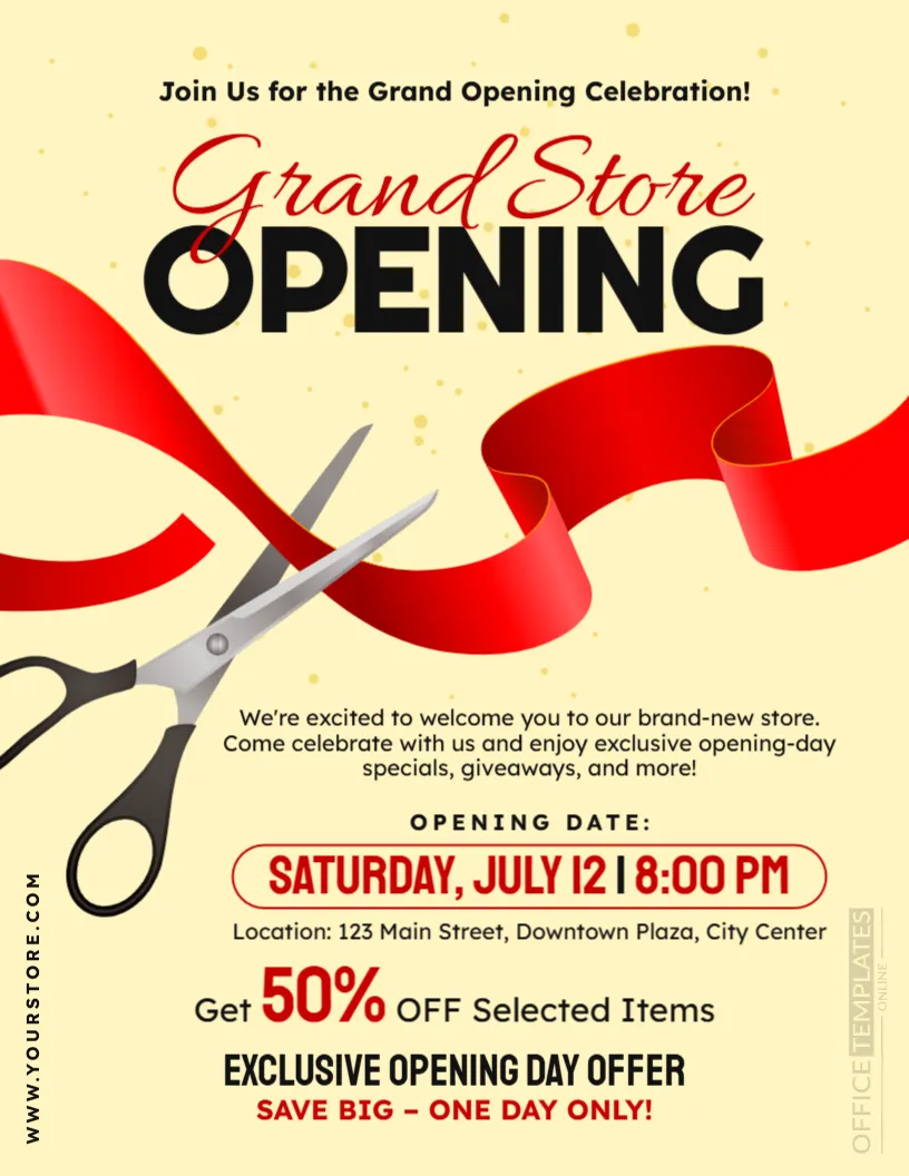 Store Opening Flyer Template – Customize Online for Your Grand Opening Event