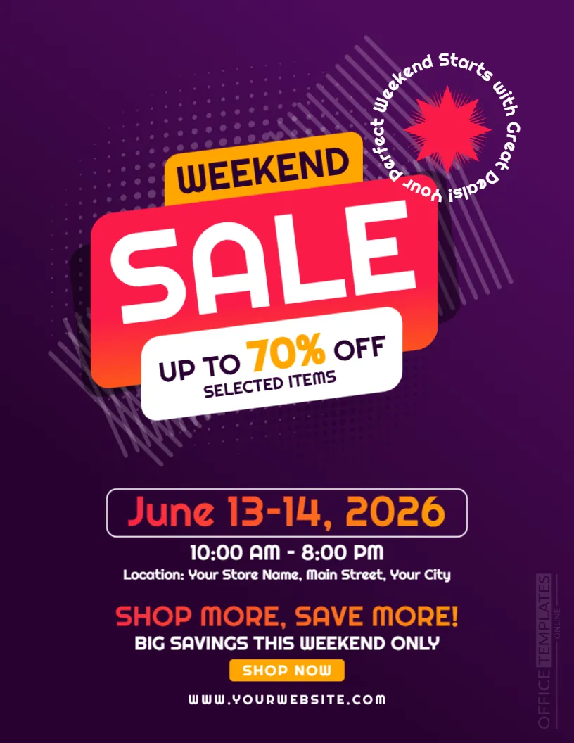 Weekend Sale Flyer Template – Editable Online for Retail & Promotional Events