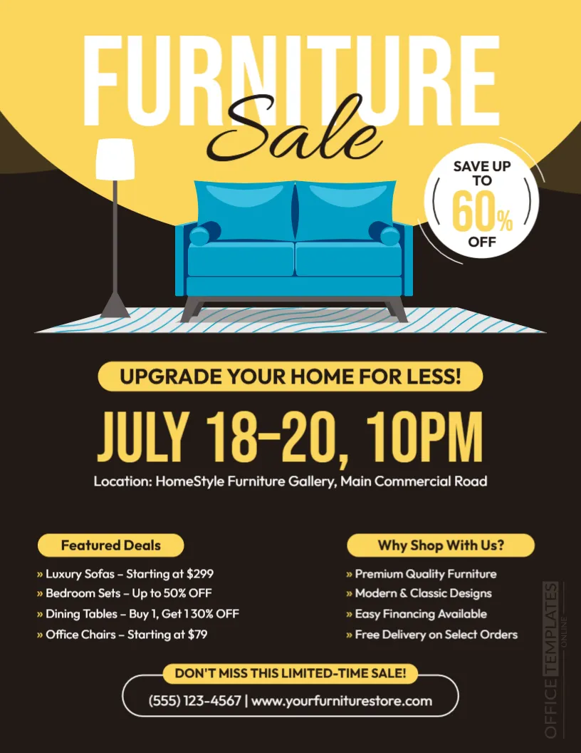 Furniture Sale Flyer Template – Editable Furniture Store Promotion Design