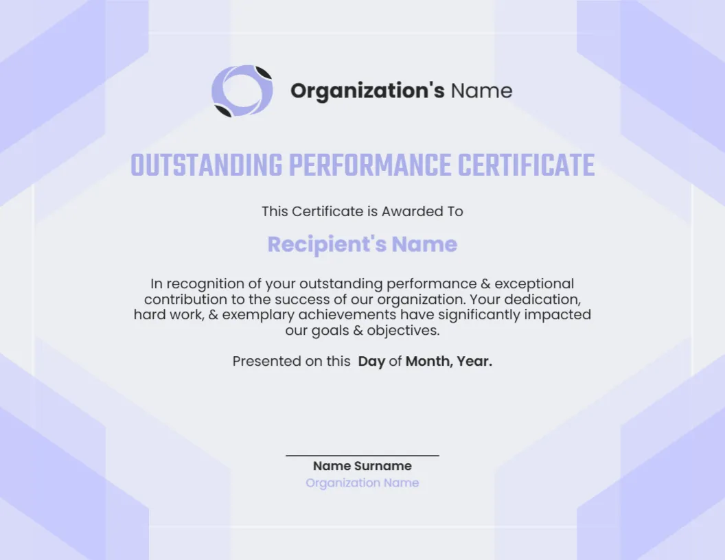 Outstanding Performance Certificate Template