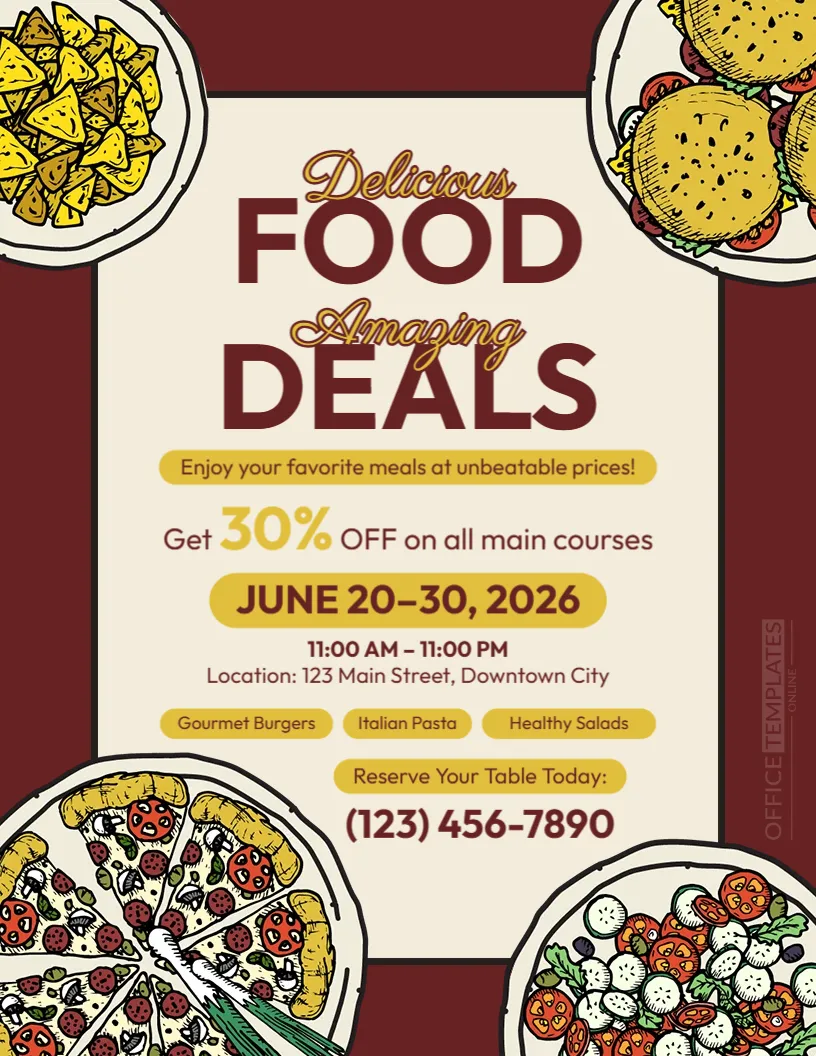 Restaurant Promotion Flyer Template – Editable Food & Dining Offer Flyer