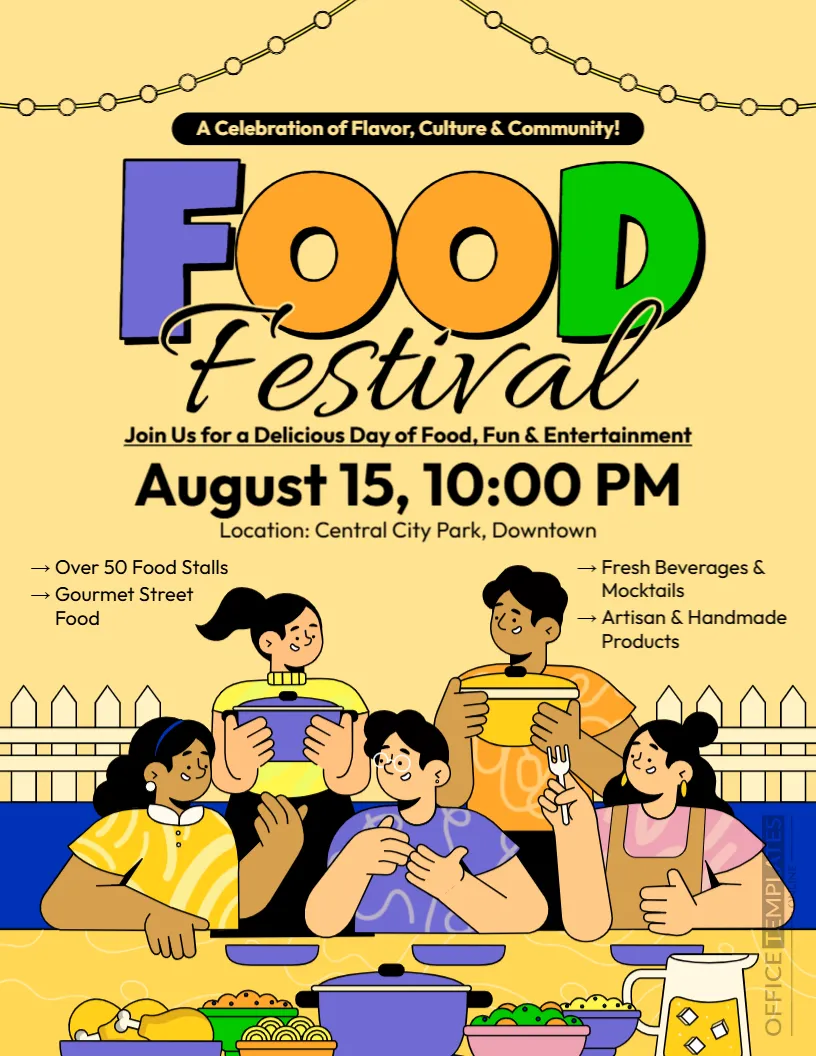 Food Festival Flyer Template – Editable Community Food Event Flyer