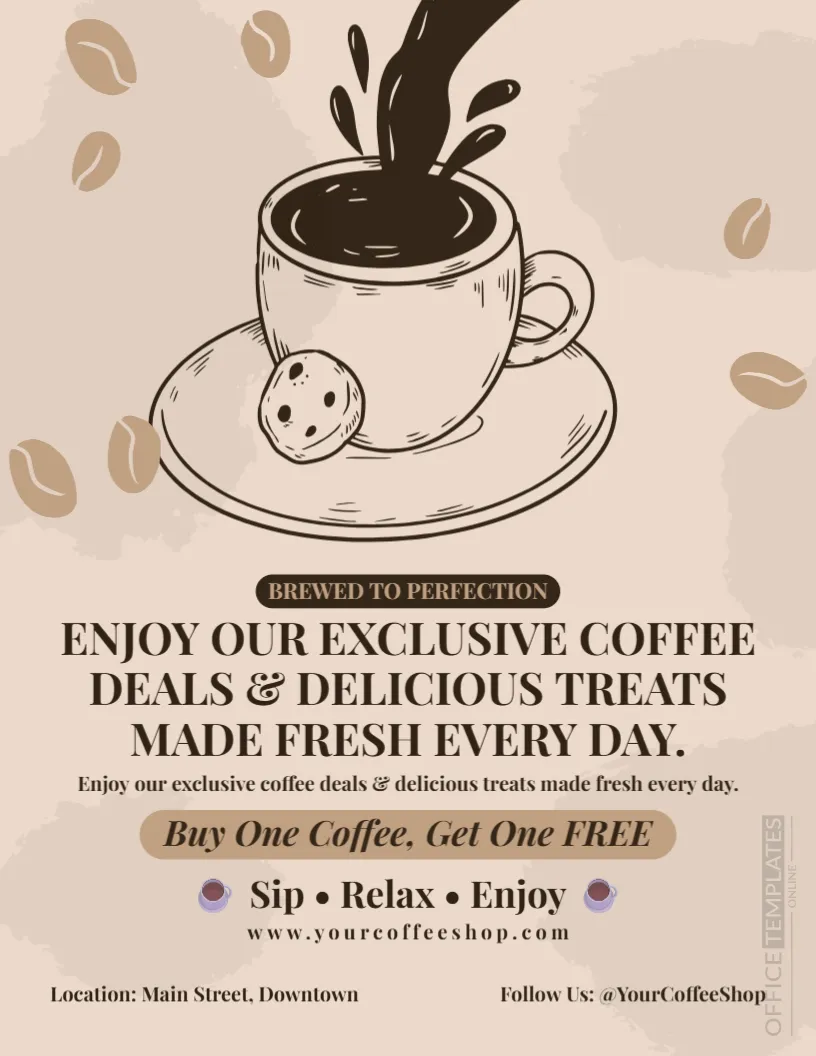 Coffee Shop Promotion Flyer Template – Editable Café Advertising Flyer