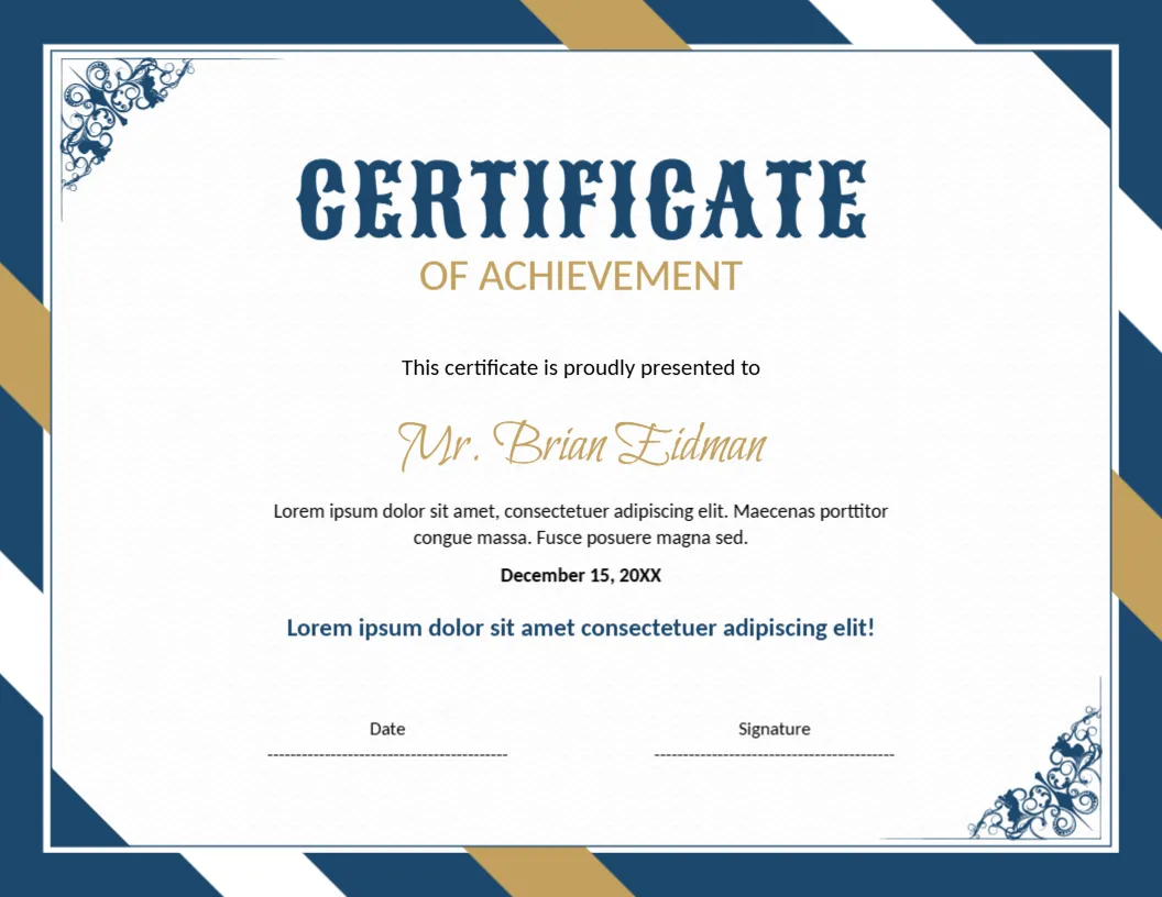 Achievement Certificate Template for Exclusive Training Program