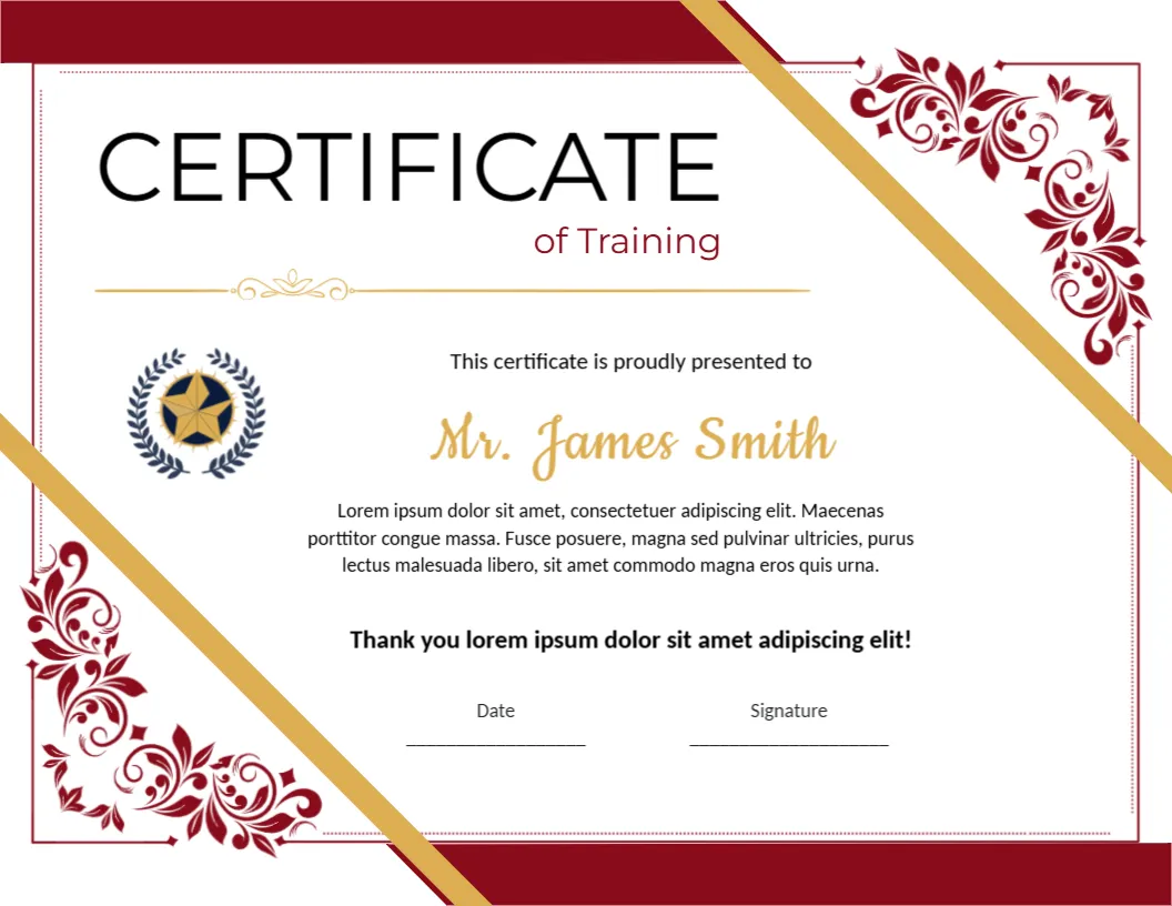 Sports Training Certificate Template – Editable Training Completion Certificate Online
