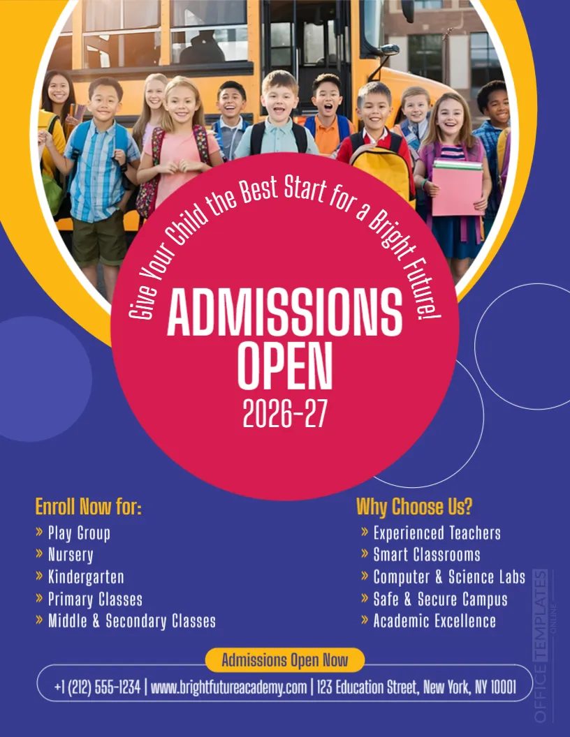 School Admission Flyer Template – Editable Admission Open Flyer for Schools