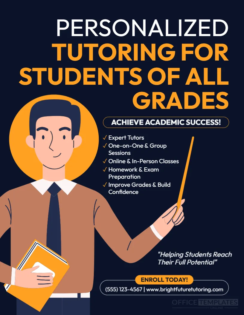 Tutoring Services Flyer Template – Editable Tutor & Academic Coaching Flyer