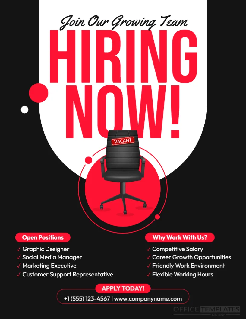 We Are Hiring Now Flyer Template – Editable Hiring and Recruitment Flyer