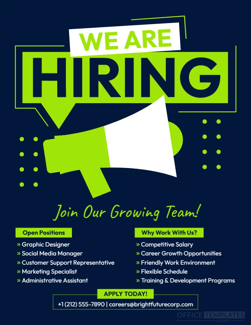 Now Hiring Flyer Template – Editable Job Vacancy & Recruitment Flyer