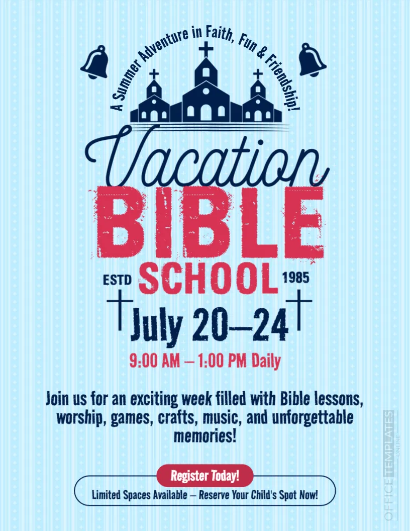 Vacation Bible School Flyer Template – Editable VBS Church Flyer