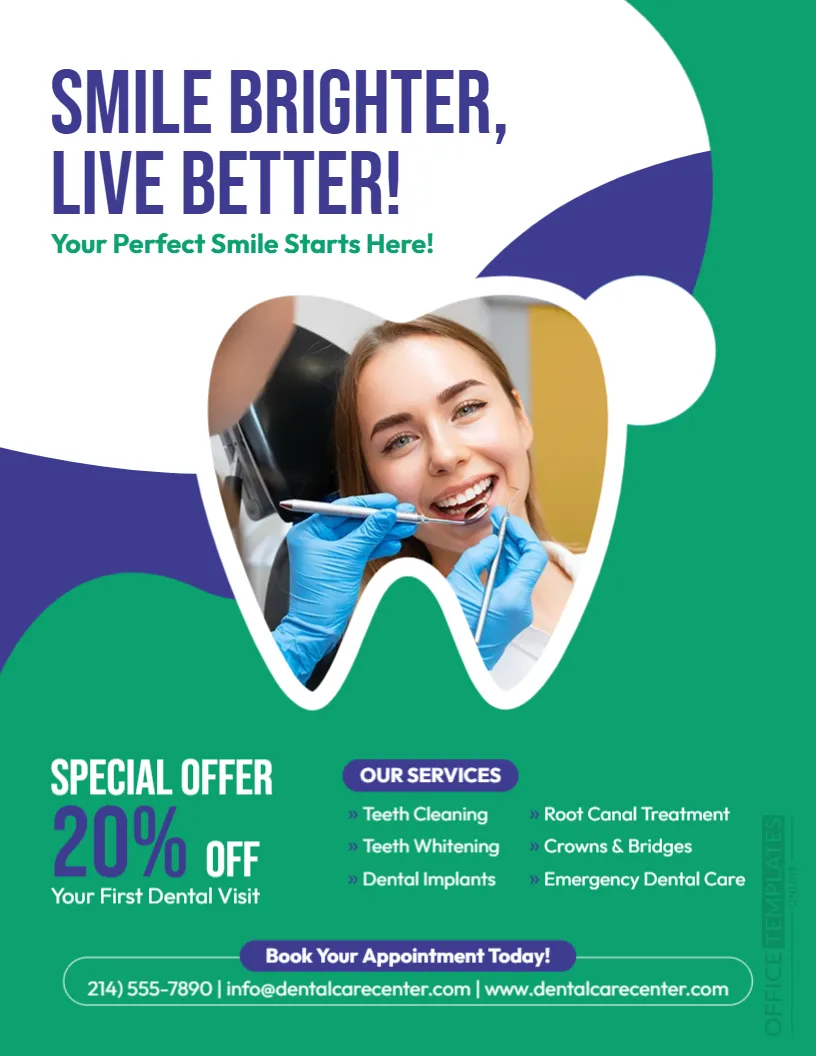 Dental Promotion Flyer Template – Editable Dental Clinic Marketing Flyer