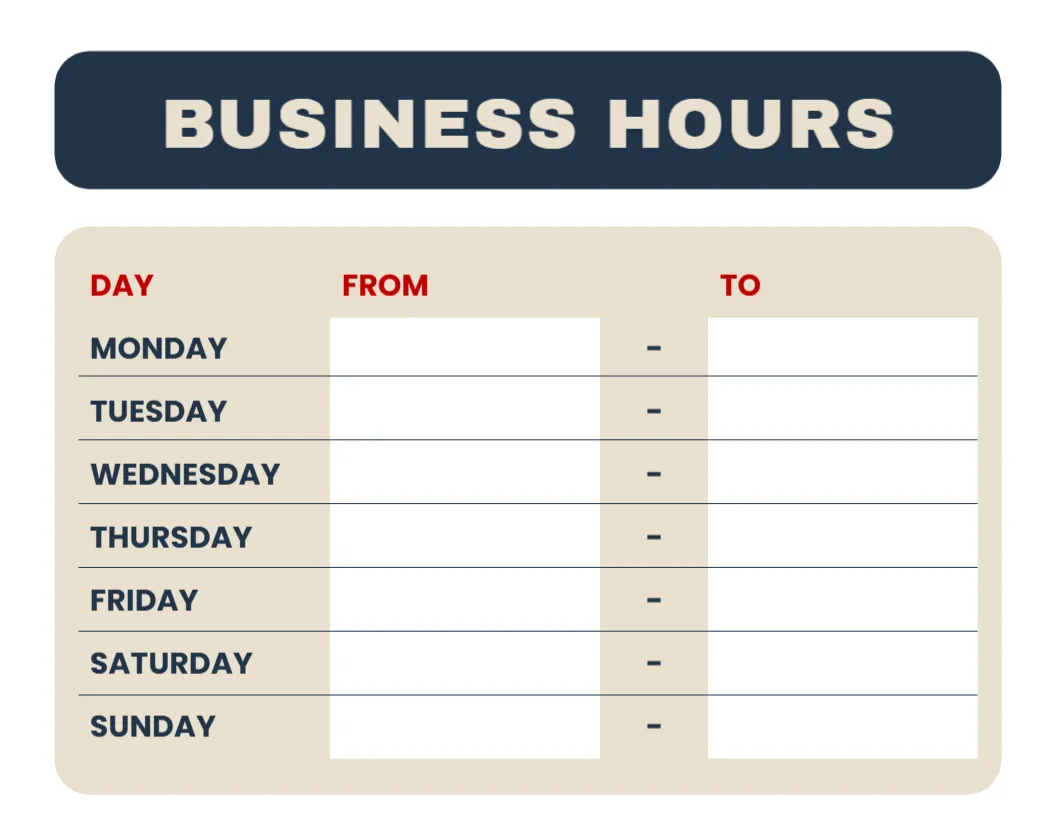 Business Hours Display Sign Template – Edit Online & Download