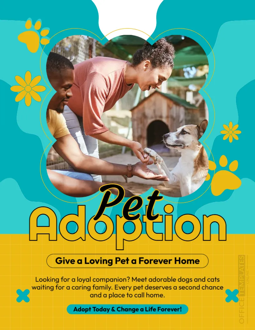 Pet Adoption Flyer Template – Editable Pet Rescue & Adoption Flyer