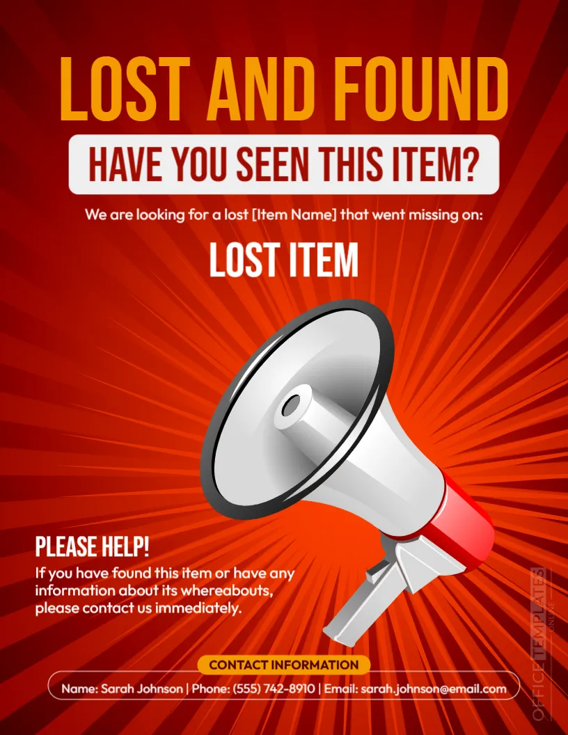 Lost & Found Flyer Template – Editable Missing Item Search Flyer