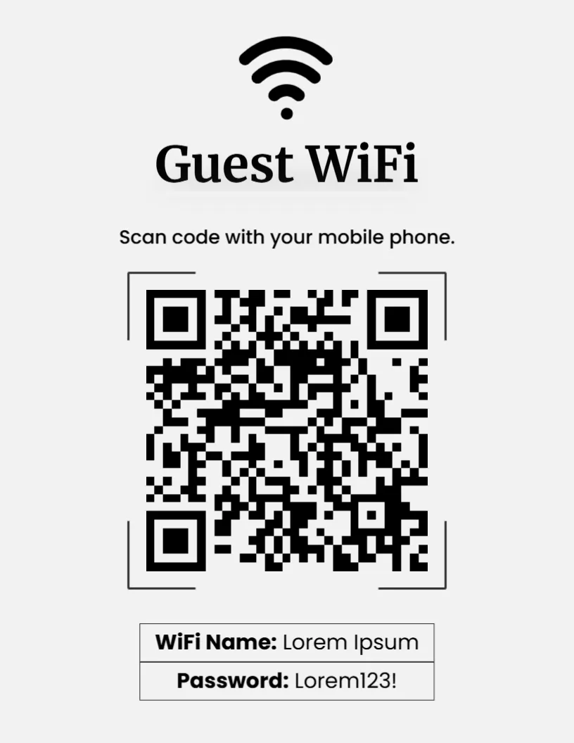 Guest WiFi Password Sign Template – Edit Online & Download