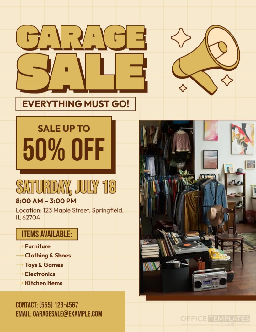Garage Sale Flyer Template – Editable Household & Garage Sale Flyer