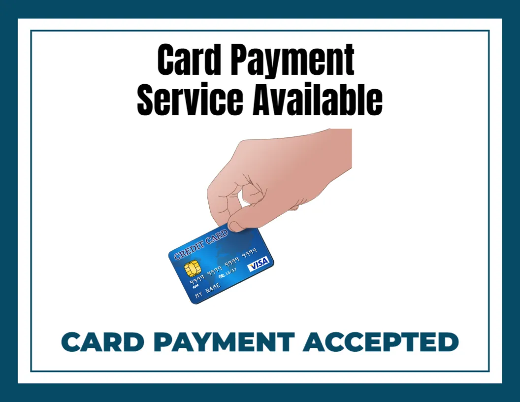 Card Payment Accepted Sign Template
