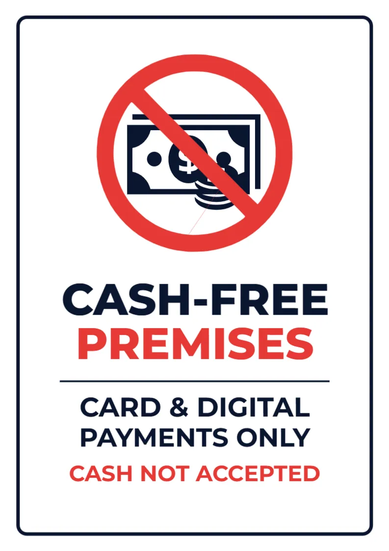 Cash-Free Premises Sign Template