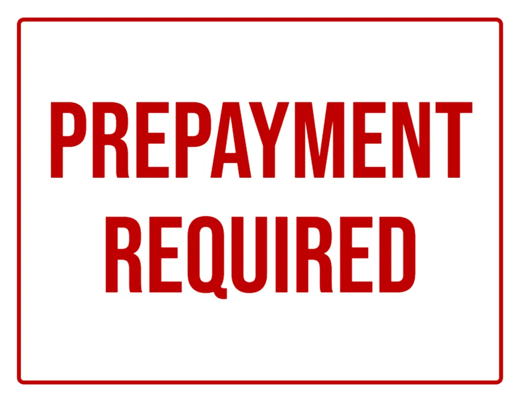 Prepayment Required Sign Template