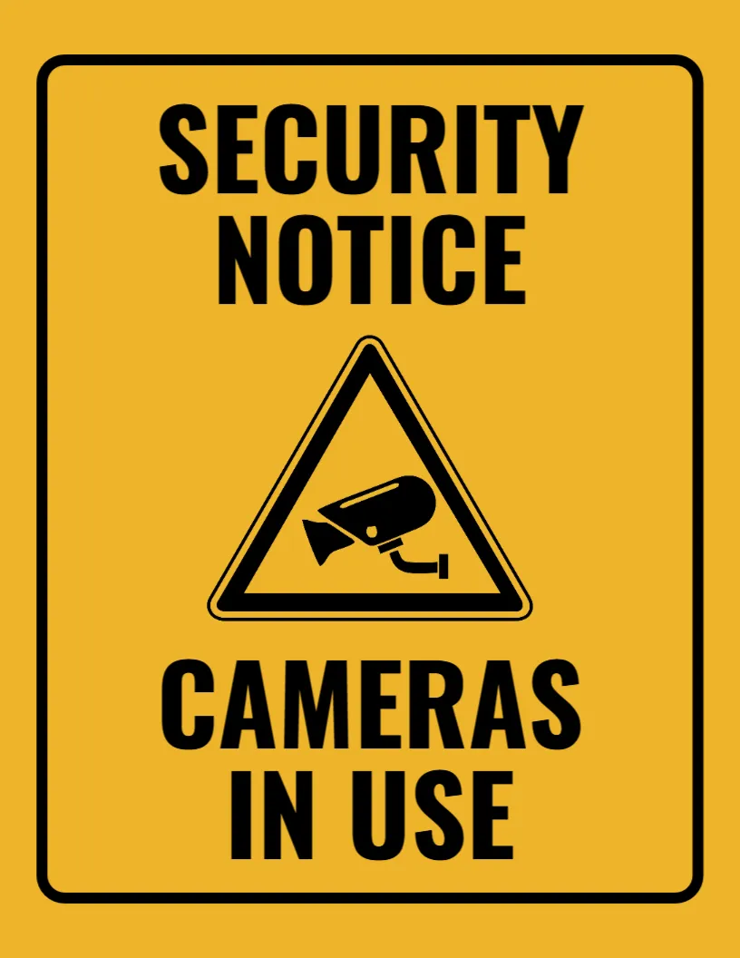 Security Camera Notice Sign Template