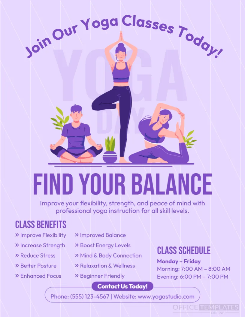 Yoga Class Flyer Template
