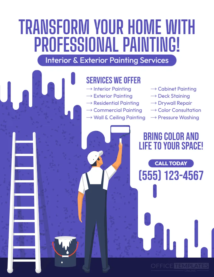 Painting Services Flyer Template – Editable Painter Advertising Flyer